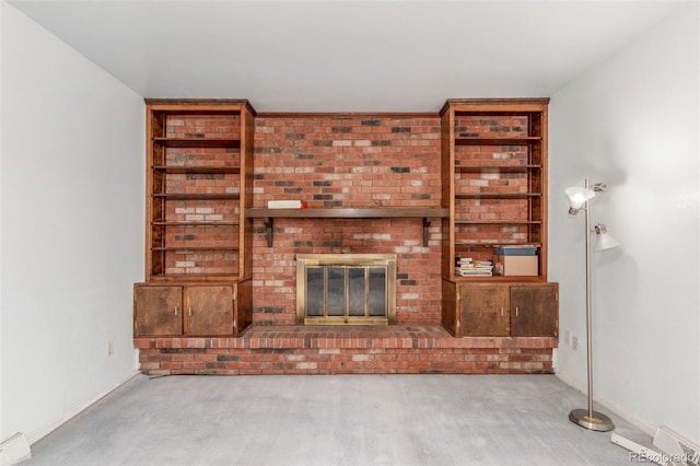 16699 E 7th Ave, Aurora, CO 80011 - unfurnished living room featuring carpet and a fireplace