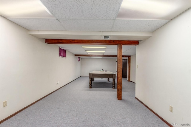 16699 E 7th Ave, Aurora, CO 80011 - game room featuring a drop ceiling, carpet flooring, and pool table