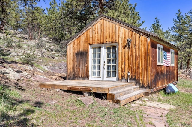 1669 Apple Valley Rd, Lyons, CO 80540 - view of outdoor structure with french doors