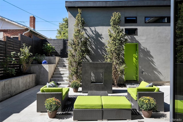 3453 Navajo St, Denver, CO 80211 - view of patio / terrace with an outdoor living space and stairway