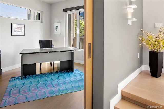 3453 Navajo St, Denver, CO 80211 - home office with baseboards and wood finished floors