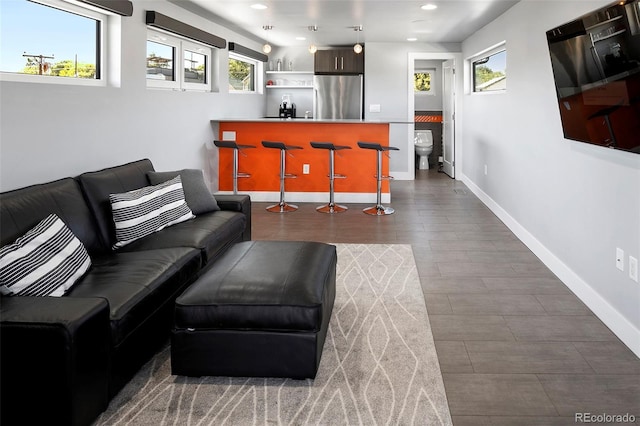 3453 Navajo St, Denver, CO 80211 - living area featuring baseboards and recessed lighting