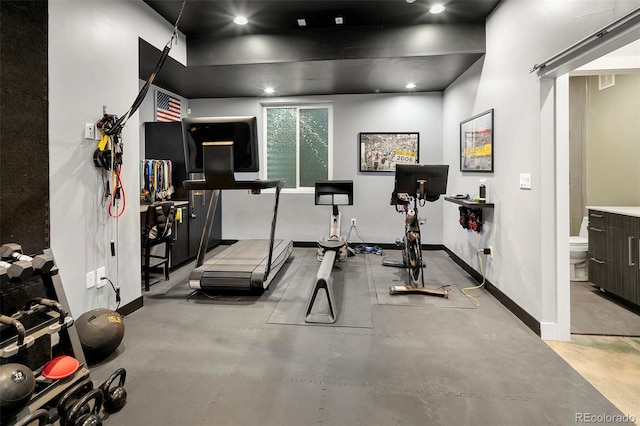3453 Navajo St, Denver, CO 80211 - exercise area featuring baseboards and recessed lighting