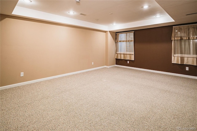 10154 Fairgate Way, Highlands Ranch, CO 80126 - empty room with a tray ceiling, carpet flooring, and recessed lighting