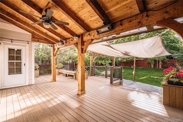 10154 Fairgate Way, Highlands Ranch, CO 80126 - wooden deck featuring ceiling fan and a fenced backyard