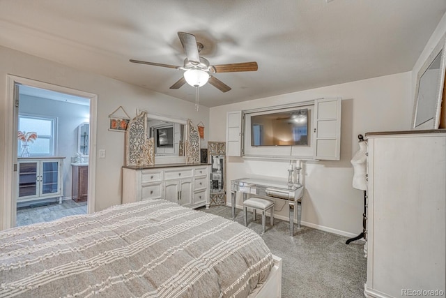 310 Chipeta Ave, Poncha Springs, CO 81242 - bedroom featuring baseboards, a ceiling fan, and light carpet