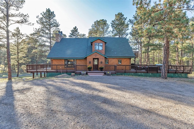 view of front facade featuring a deck