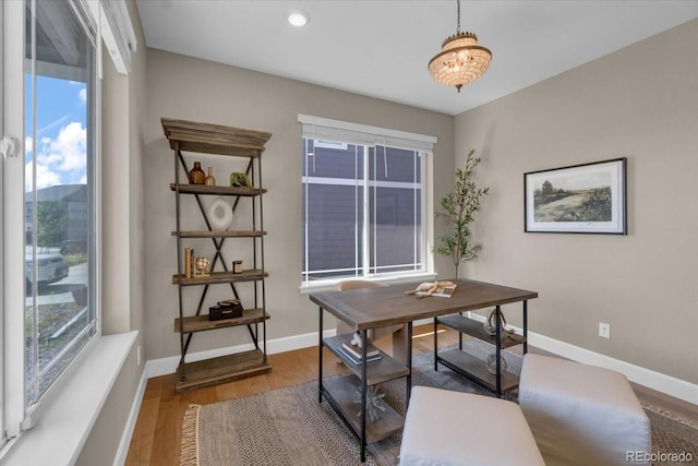 1721 Wingfeather Ln, Castle Rock, CO 80108 - home office with wood finished floors and recessed lighting