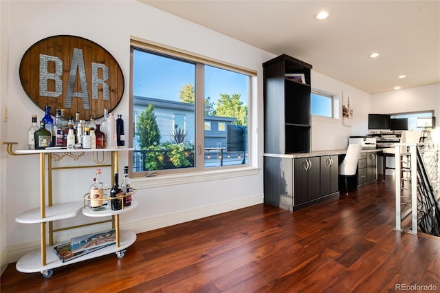 interior space with plenty of natural light and dark hardwood / wood-style flooring