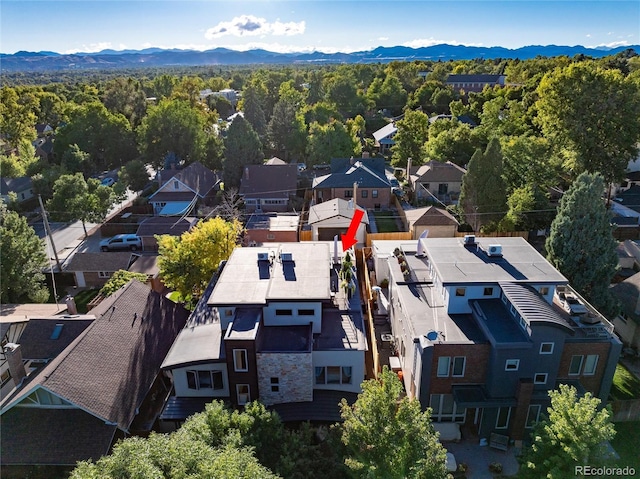 aerial view with a mountain view