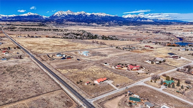 birds eye view of property featuring a mountain view