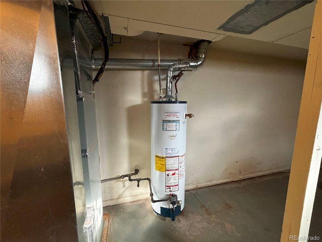 utility room with water heater