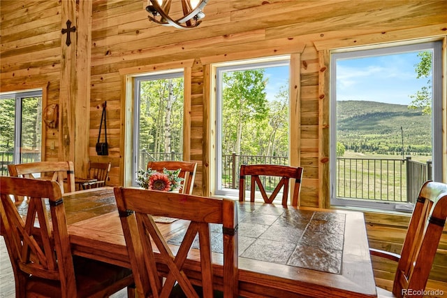 2474 Wendt Ln, Fort Garland, CO 81133 - dining space with a mountain view and wooden walls