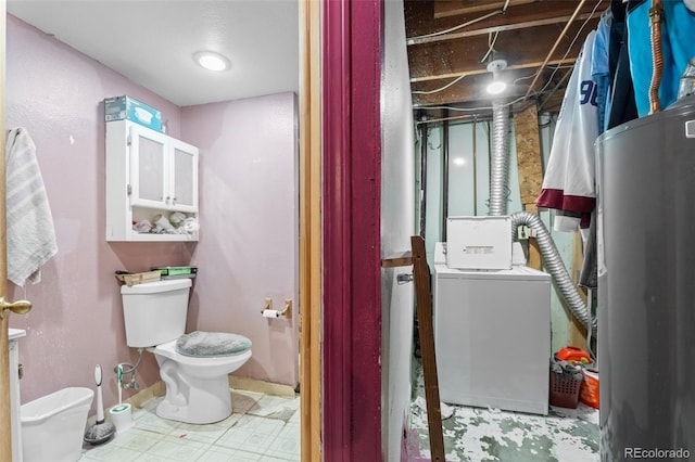 laundry area with washer / dryer and water heater