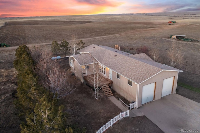 aerial view featuring a rural view