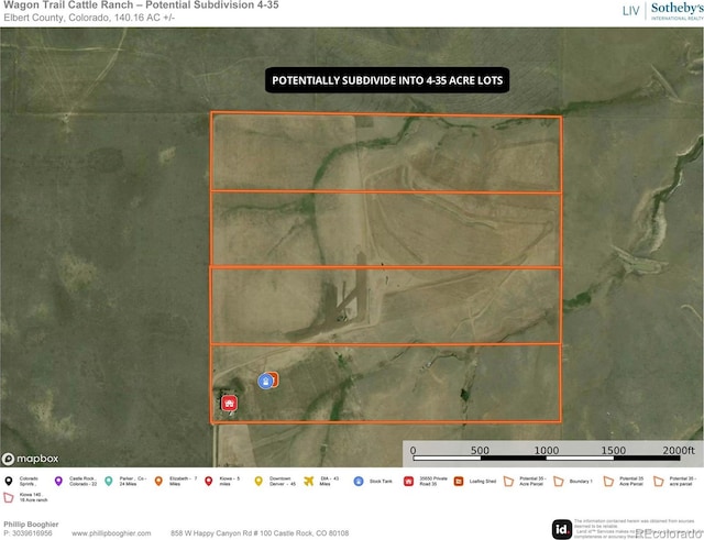 35650 Private Road 35, Kiowa, CO 80117 - map of property location featuring property boundaries highlighted