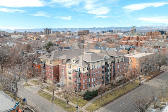 aerial view featuring a mountain view