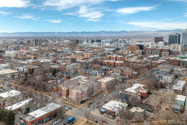 aerial view with a mountain view