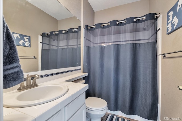 10695 Wynspire Rd, Highlands Ranch, CO 80130 - full bathroom featuring vanity, toilet, and shower / bath combination with curtain
