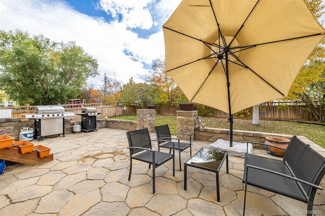 view of patio / terrace featuring a grill