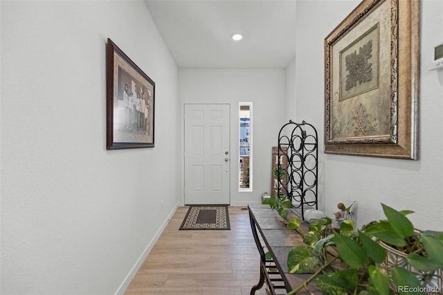 foyer entrance featuring light wood-type flooring