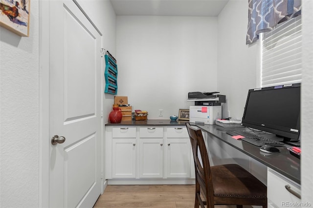 home office featuring light hardwood / wood-style floors