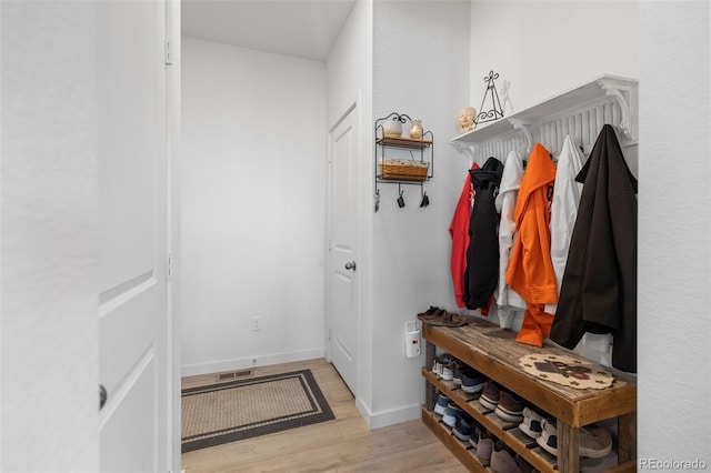 mudroom featuring light hardwood / wood-style flooring