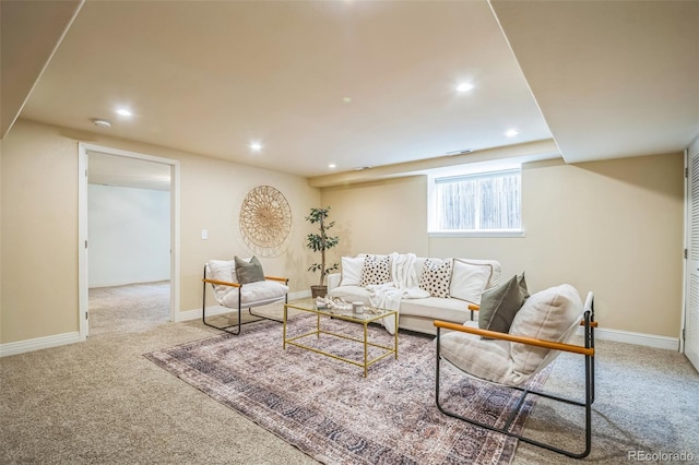 2539 N York St, Denver, CO 80205 - carpeted living room with recessed lighting and baseboards