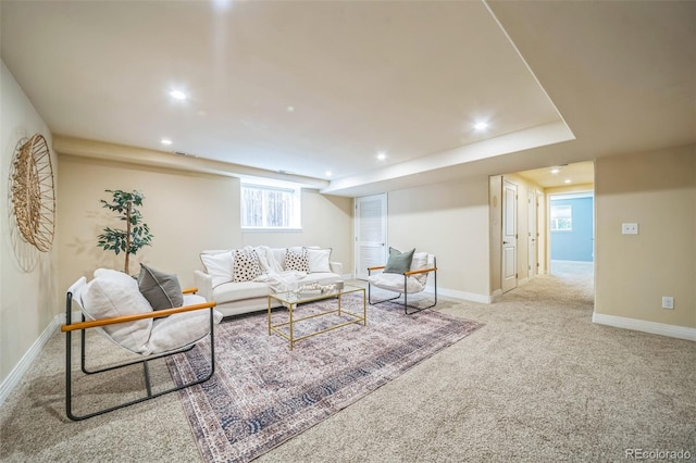 2539 N York St, Denver, CO 80205 - carpeted living room with recessed lighting and baseboards