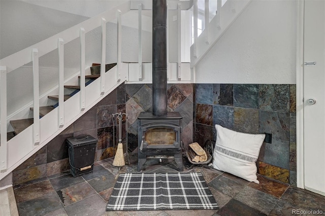 891 Fairview Blvd Unit 20, Breckenridge, CO 80424 - detailed view of a wood stove and tile walls