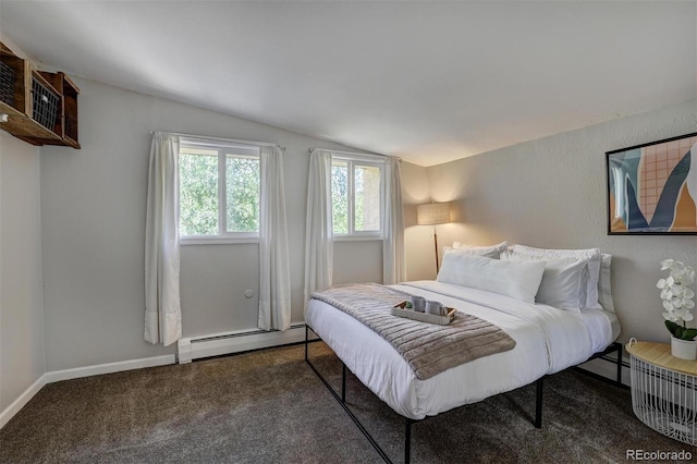 891 Fairview Blvd Unit 20, Breckenridge, CO 80424 - bedroom featuring lofted ceiling, a baseboard heating unit, and carpet