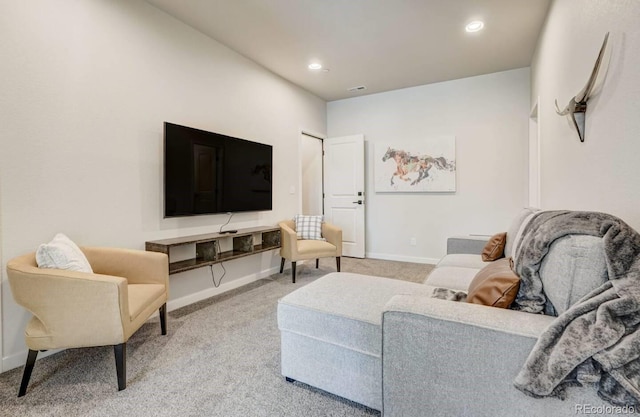 living room with carpet floors