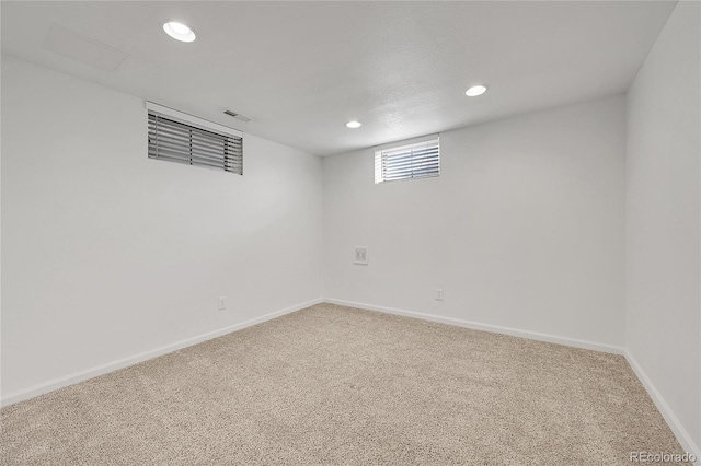 basement featuring carpet floors