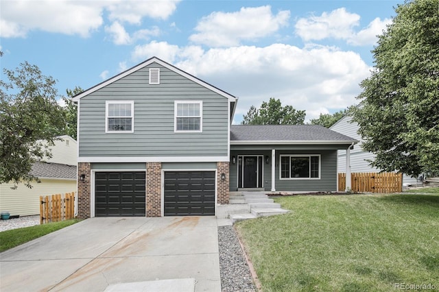7123 S Hudson Cir, Centennial, CO 80122 - split level home featuring driveway, brick siding, a garage, and a shingled roof