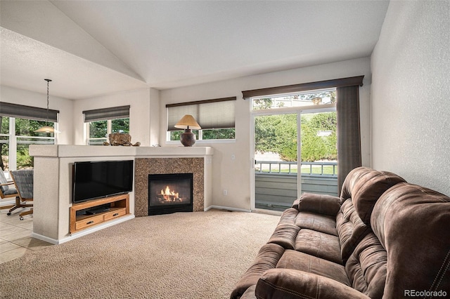 6626 S Reed Way Unit A, Littleton, CO 80123 - living area featuring vaulted ceiling and a glass covered fireplace