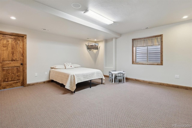 bedroom featuring carpet flooring