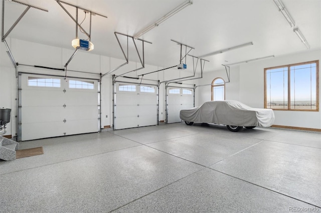 garage with a garage door opener