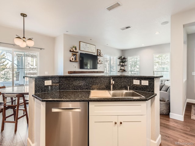 kitchen featuring white cabinets, sink, and a wealth of natural light