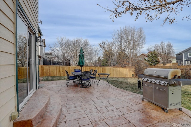 view of patio / terrace featuring a grill