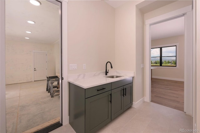 bathroom with vanity and tile patterned floors