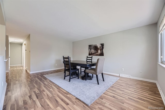 dining area featuring wood-type flooring