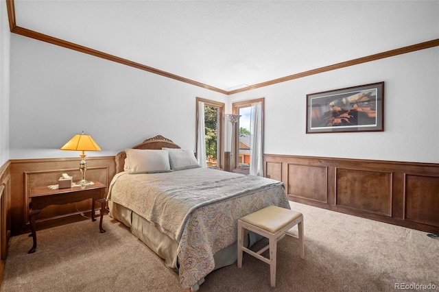 4161 W Lake Cir N, Littleton, CO 80123 - bedroom with carpet floors, ornamental molding, wainscoting, and a decorative wall