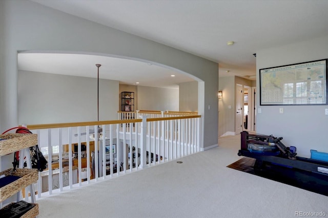 22921 E Euclid Cir, Aurora, CO 80016 - living area with carpet, recessed lighting, and arched walkways