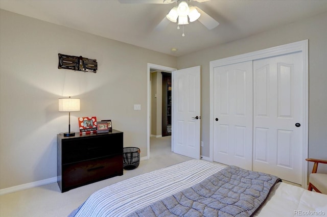 22921 E Euclid Cir, Aurora, CO 80016 - bedroom featuring a closet, carpet flooring, and ceiling fan