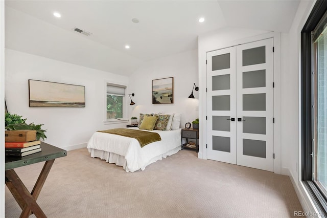 2998 S Adams St, Denver, CO 80210 - bedroom featuring vaulted ceiling, carpet flooring, recessed lighting, and a closet
