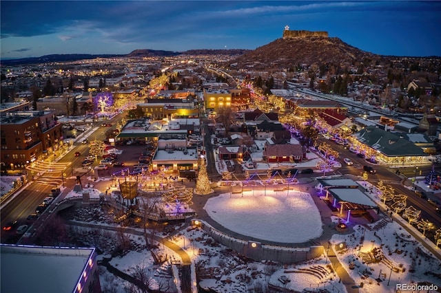 aerial view with a mountain view