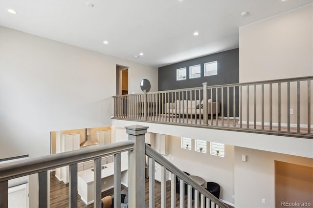 10557 Eby Cir, Lone Tree, CO 80124 - stairs with recessed lighting and wood finished floors