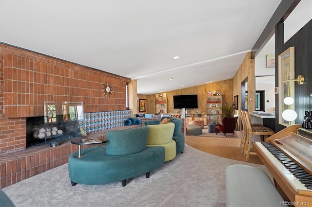 3895 Chimayo Rd, Littleton, CO 80123 - carpeted living area featuring wooden walls