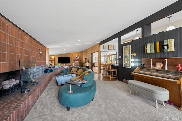 3895 Chimayo Rd, Littleton, CO 80123 - living area featuring wooden walls and carpet floors