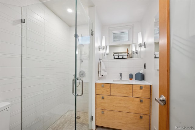 3895 Chimayo Rd, Littleton, CO 80123 - full bathroom with toilet, a shower stall, and vanity